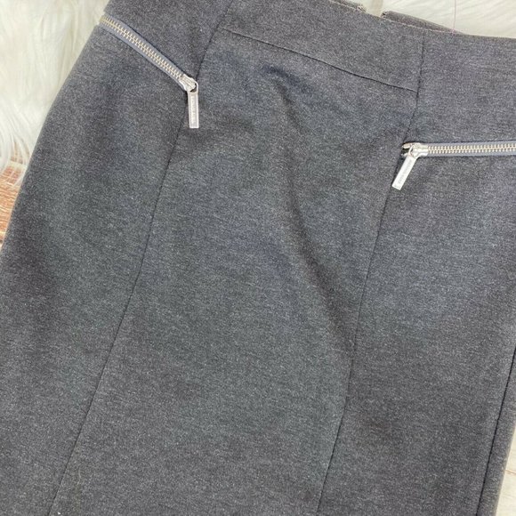 Michael Kors Zip Back Pencil Skirt Size 4 Charcoal - Picture 2 of 6